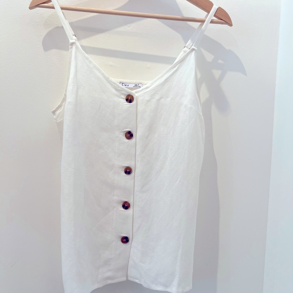 Dex White Linen Blend Tank Small